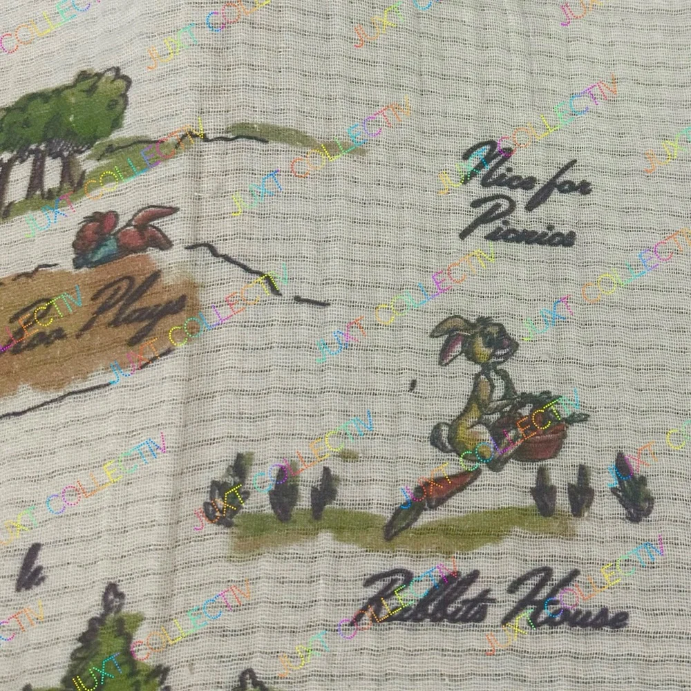 Disneyland Winnie the Pooh Hundred Acre Wood Map Cream Cotton Throw Blanket